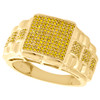 10K Yellow Gold Yellow Diamond Dome Step Shank Pinky Ring Fancy Band 0.49 CT.
