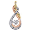 10K Tri Gold Dancing Diamond Flower Pendant Infinity Necklace 0.17 CT.