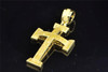Mens 10K Yellow Gold Yellow Diamond Mini Cross Jesus Pendant Domed Charm .40 ct