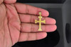 Mens 10K Yellow Gold Yellow Diamond Mini Cross Jesus Pendant Domed Charm .40 ct