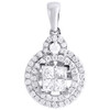 14K White Gold Princess Cut Diamond Quad Set Pendant Ladies Halo Charm 1.05 Ct.