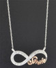 Diamond Infinity Pendant 10K White & Rose Gold 0.10 CT Smile Charm Necklace