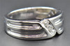 Diamond Wedding Band 10K White Gold Round Cut Mens 3 Stone Grooved Ring 0.27 Ct