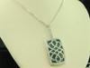 Ladies 10K White Gold Designer Blue Diamond Pendant Charm For Necklace .90 Ct.
