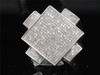 Diamond Pinky Ring .925 Sterling Silver Mens Round Pave Square Design 0.97 Tcw