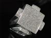 Diamond Pinky Ring .925 Sterling Silver Mens Round Pave Square Design 0.97 Tcw