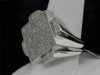 Diamond Pinky Ring .925 Sterling Silver Mens Round Pave Square Design 0.97 Tcw