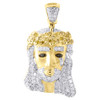 10k Yellow Gold Diamond TearDrop Mini Jesus Piece Head Cross Pendant 0.50 Ct.