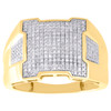 10K Yellow Gold Real Diamond Dome Cluster Statement Fancy Mens Pinky Ring 1/2 CT