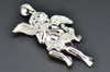 Diamond Floating Angel Pendant .925 Sterling Silver Small Charm Moon-Cut Chain