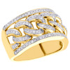 10K Yellow Gold Miami Cuban Link Mens Real Diamond Pave Pinky Ring Band 0.80 CT.