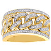 10K Yellow Gold Miami Cuban Link Mens Real Diamond Pave Pinky Ring Band 0.80 CT.