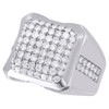 Men's 14k White Gold Genuine Diamond Square Pillow Domed Pinky Ring Band 2.13 CT