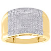 Mens 10K Yellow Gold Diamond Domed Pave Wedding Band 14mm Pinky Ring 0.53 CT.