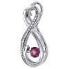 Diamond Infinity Pendant Dancing Created Ruby White Gold Heart 0.34 CT.