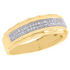 10K Yellow Gold Diamond Mens Wedding Band Beveled Edge Engagement Ring 0.20 CT.