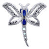 Created Sapphire Topaz & Diamond Dragonfly Pendant White Gold .06 CT.