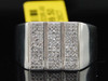 Diamond Square Pinky Ring Mens 10K White Gold Round Pave Design 0.35 Tcw.