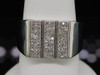 Diamond Square Pinky Ring Mens 10K White Gold Round Pave Design 0.35 Tcw.