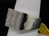 Diamond Square Pinky Ring Mens 10K White Gold Round Pave Design 0.35 Tcw.
