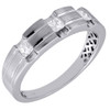 Princess Diamond Band 3 Stone Brushed Finish 14K White Gold Mens Ring 0.32 Tcw.