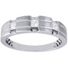 Princess Diamond Band 3 Stone Brushed Finish 14K White Gold Mens Ring 0.32 Tcw.