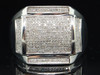 MENS .925 STERLING SILVER DIAMOND CROSS PINKY RING 0.46 CT.