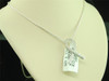 Ladies 10K White Gold Designer Ribbon Diamond Pendant Charm For Necklace .10 Ct.