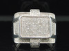 Mens .925 Sterling Silver Designer Square Diamond Pinky Ring Engagement 0.63 Ct
