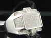 Mens .925 Sterling Silver Designer Square Diamond Pinky Ring Engagement 0.63 Ct