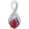 Diamond Pendant Charm .925 Sterling Silver Created Red Ruby with Chain 1.72 Ct.