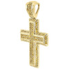 Yellow Diamond Cross Pendant Mens 10K Gold Round Pave Mini Charm 0.60 Tcw.