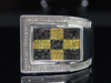 Black & Yellow Diamond Pinky Ring Mens .925 Sterling Silver Round Pave 0.55 Ct