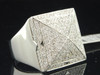 Pinky Ring Round Diamond 14K White Gold Square Face Mens Designer Band 1.63 Ct.