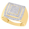 10K Yellow Gold Diamond Dome Cluster Three Tier Step Square Pinky Ring 0.49 CT.