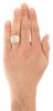 10K Yellow Gold Diamond Dome Cluster Three Tier Step Square Pinky Ring 0.49 CT.