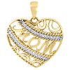 10K Yellow Gold Diamond Ladies Mom Heart Pendant  0.10 CT.