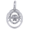 Dancing Diamond Pendant Double Oval Halo Ladies White Gold Round Charm 0.29 Ct.