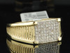 Diamond Ring Mens Square 10K Yellow Gold Fashion Statement Pinky Band 0.20 Ct.