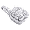 14K White Gold Baguette Cut Diamond Pendant Cushion Shaped Fancy Charm 1/2 CT.