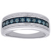 .925 Sterling Silver Mens Blue Diamond Wedding Band Round Engagement Ring .50 Ct