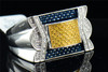 Mens 925 Sterling Silver Blue & Yellow Diamond Pinky Ring Square Big Face .25 Ct