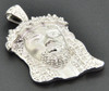 Diamond Jesus Face Pendant Tear Drop Piece 10K White Gold 0.28 Ct Mini Charm