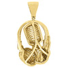 10K Yellow Gold 1.5" DJ Headphone & Microphone Black Diamond Pendant Charm 1 Ct.