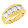 14K Yellow Gold Wedding Band Mens 5 Stone Round Diamond Anniversary Ring 2 Ct.