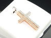 Diamond Cross Pendant Ladies 10K Two Tone Gold Round Pave Religious Charm .20 Ct