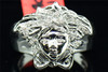 Mens .925 Sterling Silver Round Cut Diamond Pave Medusa Head Designer Ring Band