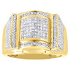 14K Yellow Gold Mens Princess Cut Pave Invisible Diamond Fashion Pinky Ring 1 Ct