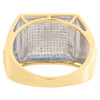 10K Yellow Gold Diamond Dome Cluster Square Step Shank Mens Pinky Ring 0.44 CT.