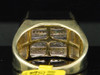 Diamond Statement Ring Mens 10K Yellow Gold Round Cut Pave Square Design 0.30 Ct